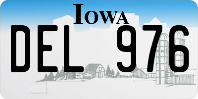 IA license plate DEL976