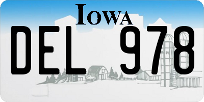 IA license plate DEL978