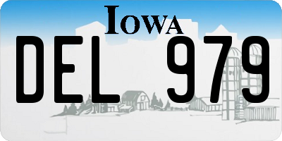IA license plate DEL979