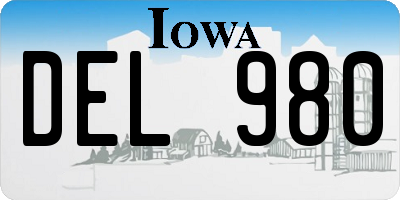IA license plate DEL980