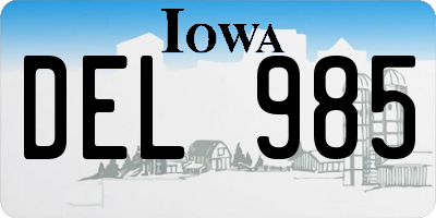 IA license plate DEL985
