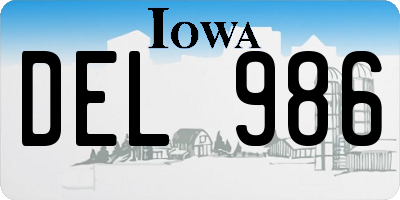 IA license plate DEL986