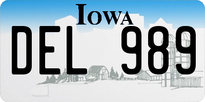 IA license plate DEL989
