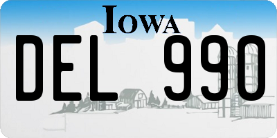 IA license plate DEL990