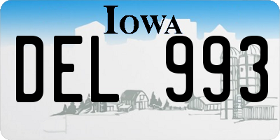IA license plate DEL993