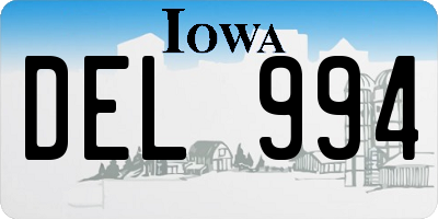 IA license plate DEL994