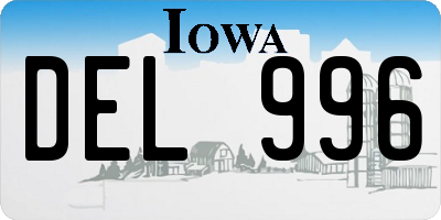 IA license plate DEL996