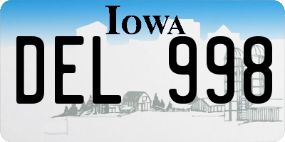 IA license plate DEL998