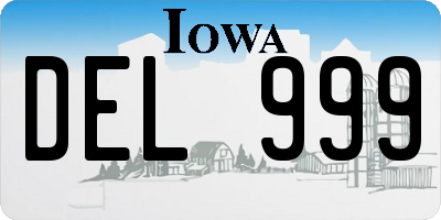 IA license plate DEL999