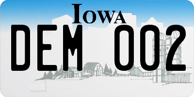 IA license plate DEM002