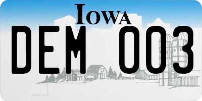 IA license plate DEM003