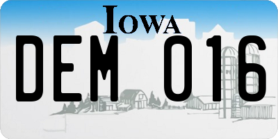 IA license plate DEM016