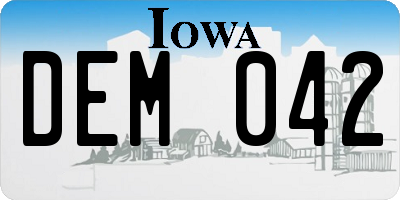 IA license plate DEM042