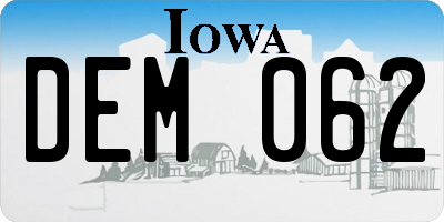 IA license plate DEM062
