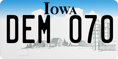 IA license plate DEM070