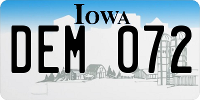 IA license plate DEM072
