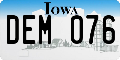 IA license plate DEM076