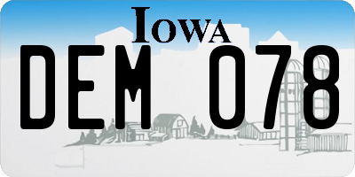 IA license plate DEM078