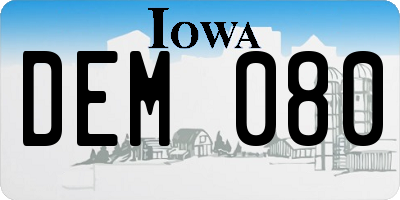 IA license plate DEM080