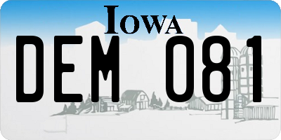 IA license plate DEM081