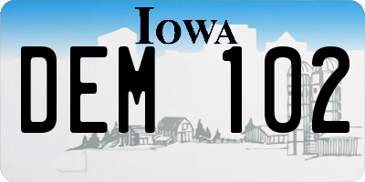 IA license plate DEM102