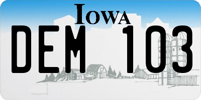 IA license plate DEM103