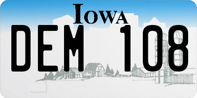 IA license plate DEM108