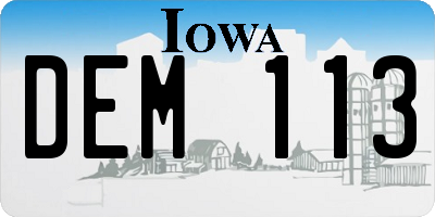 IA license plate DEM113