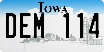 IA license plate DEM114