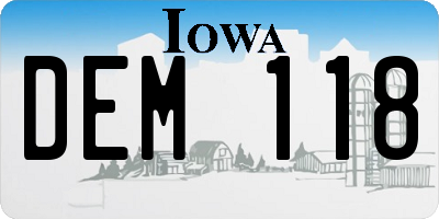 IA license plate DEM118