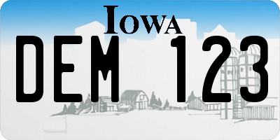 IA license plate DEM123