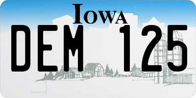 IA license plate DEM125