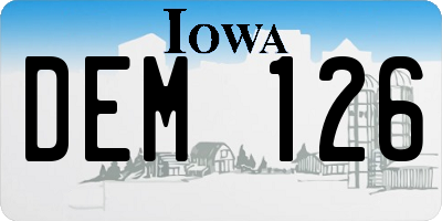 IA license plate DEM126