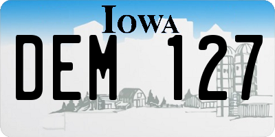 IA license plate DEM127
