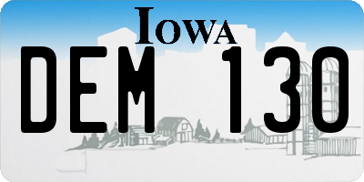 IA license plate DEM130