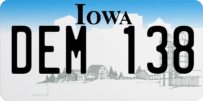 IA license plate DEM138