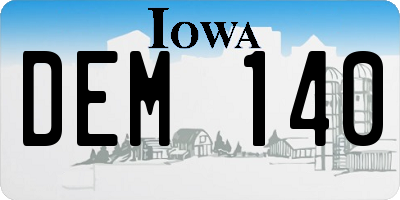 IA license plate DEM140