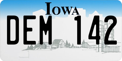 IA license plate DEM142