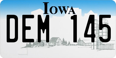 IA license plate DEM145