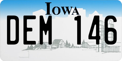 IA license plate DEM146