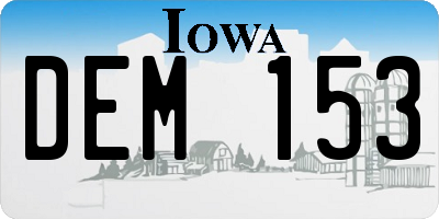 IA license plate DEM153