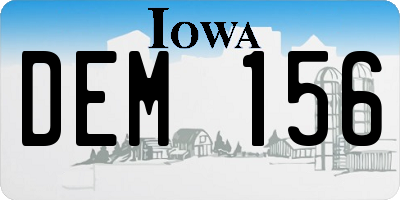 IA license plate DEM156