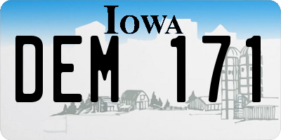 IA license plate DEM171