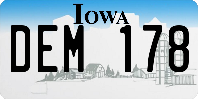 IA license plate DEM178