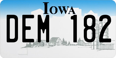IA license plate DEM182
