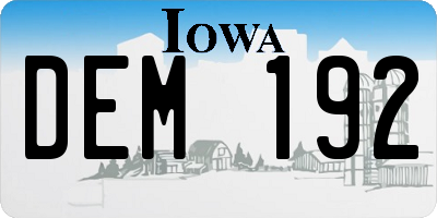 IA license plate DEM192