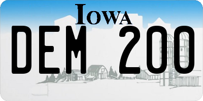 IA license plate DEM200