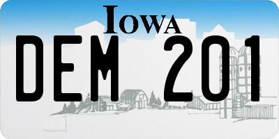 IA license plate DEM201