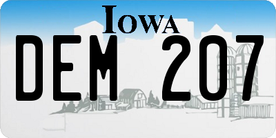 IA license plate DEM207