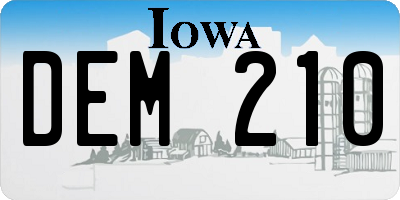 IA license plate DEM210